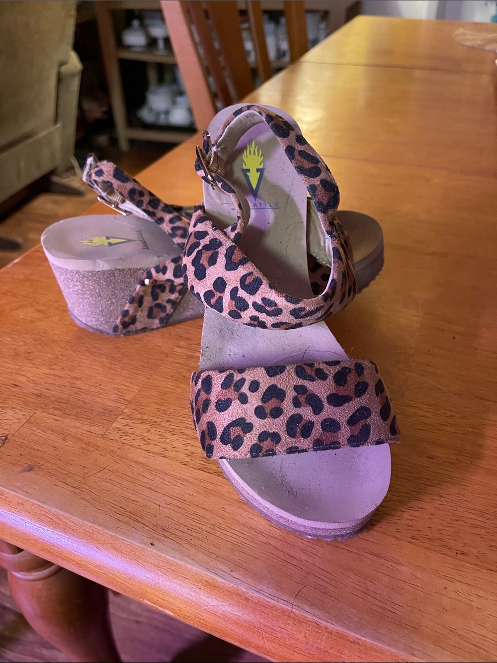 Volatile Leopard Print Platform Sandals - Brown/Black